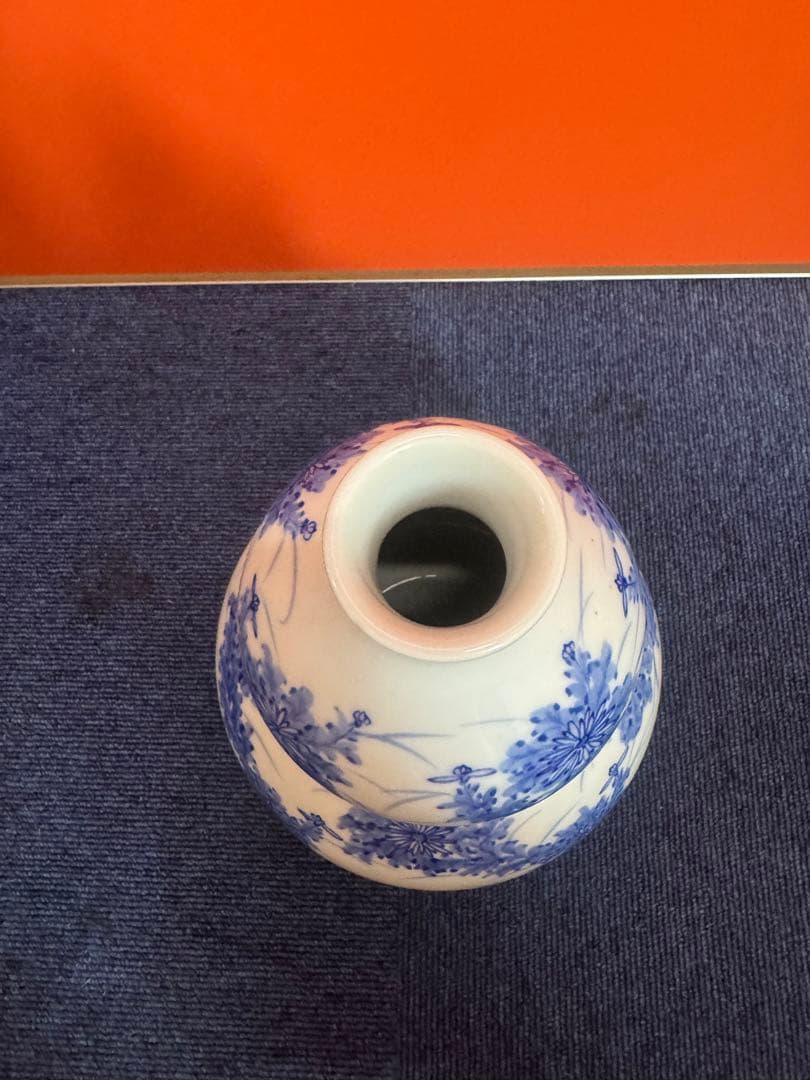 1714 平戸祐祥　染付青花　瓢箪　花瓶　時代物