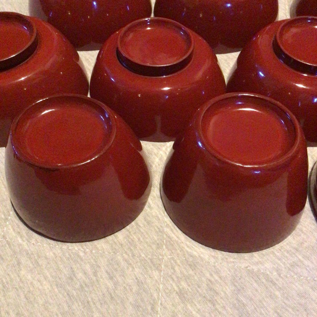 赤漆塗　底厚　お椀色々　蔵から発見　昭和初期　大正　明治　レトロ品！希少！