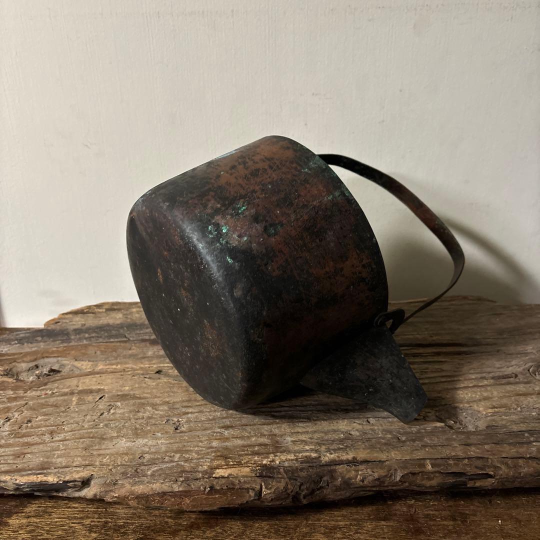 シャビー 古い片口銅鍋その④コッパーケトル　骨董　ガーデニング　古道具　検:李朝