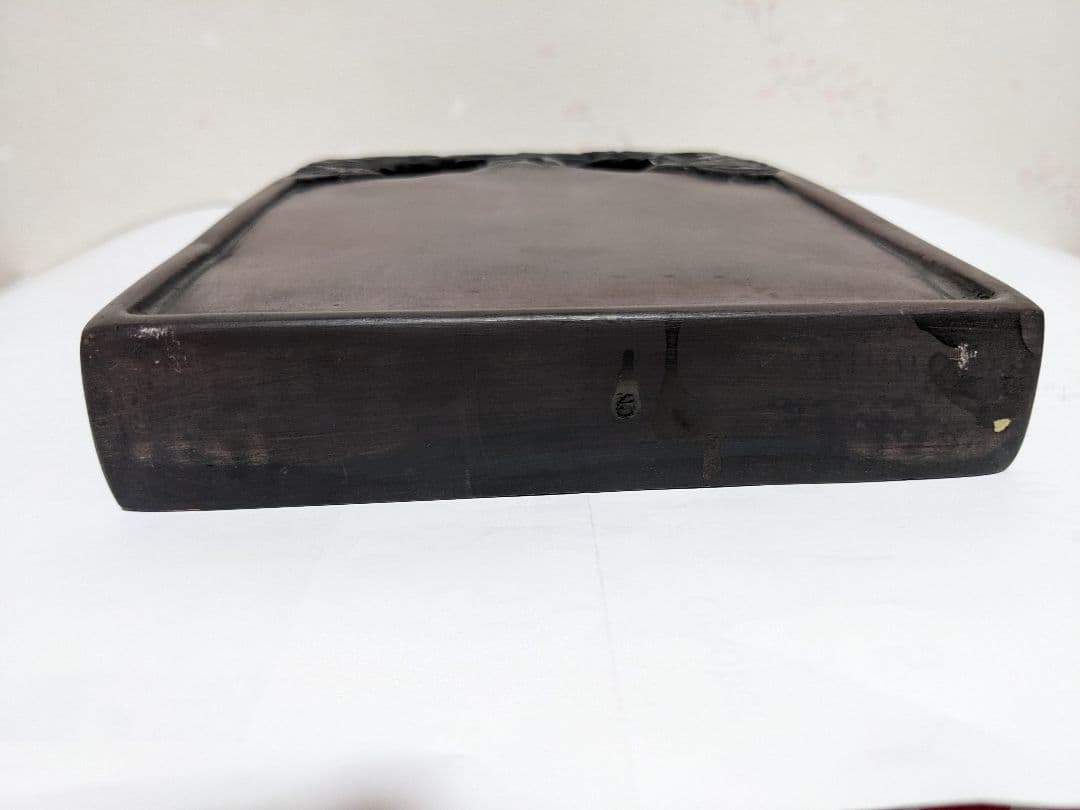 ♦中国古玩 楼閣 龍 漢詩刻紋入 老硯 古硯 古玩 文房四宝 古美術品 骨董品