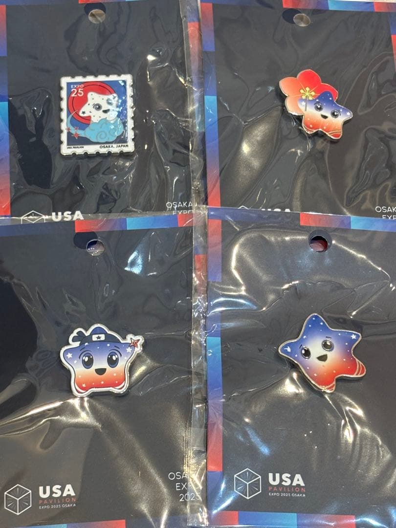 大阪関西万博 ピンバッジ USA アメリカ館 パビリオン 4種セット スパーク