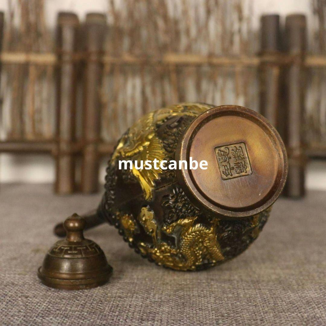 銅器 龍鳳壺 水筒 茶壺 酒壺 工芸品 置物
