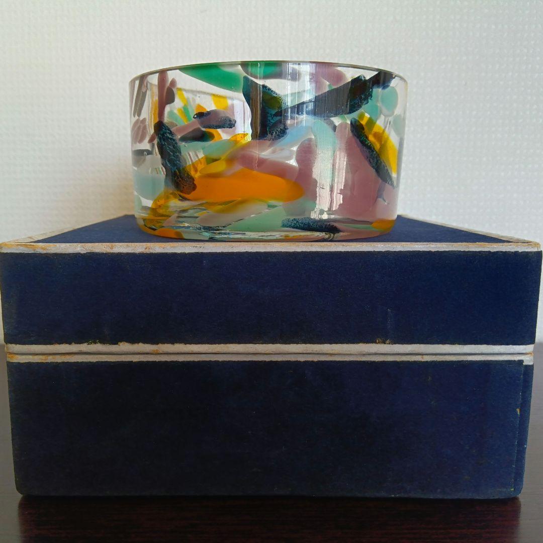 人間国宝 岩田藤七作 蒼風好み 硝子花器 昭和28(1953)年作品 専用箱入り