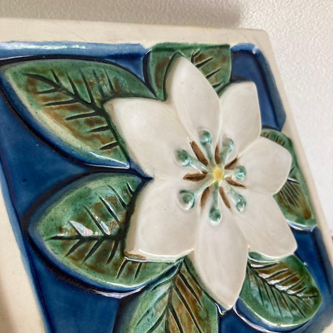 ★SALE★北欧ヴィンテージ　JIE白陶板（大）とても珍しいツマトリソウの陶板