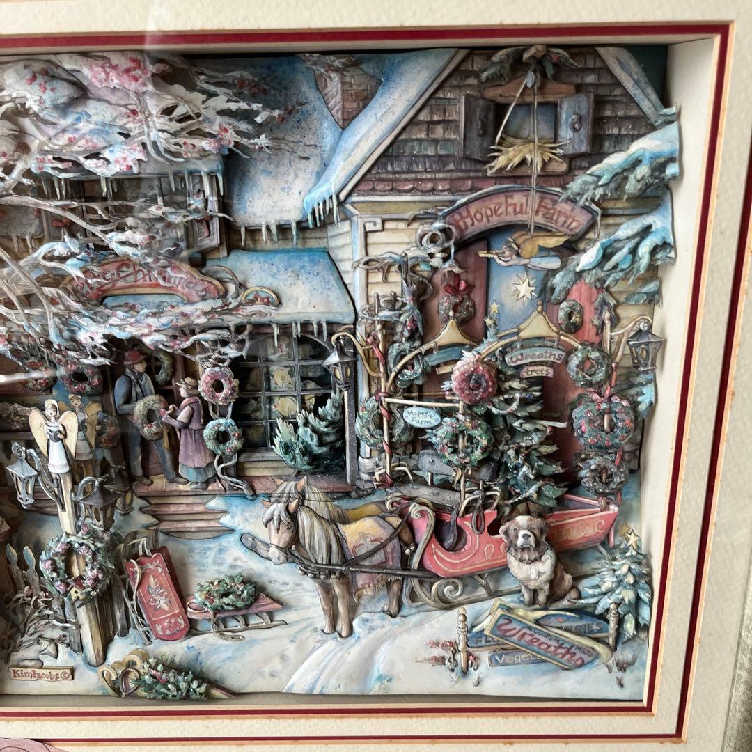 冬景色 立体3Dアート 絵画　額入り