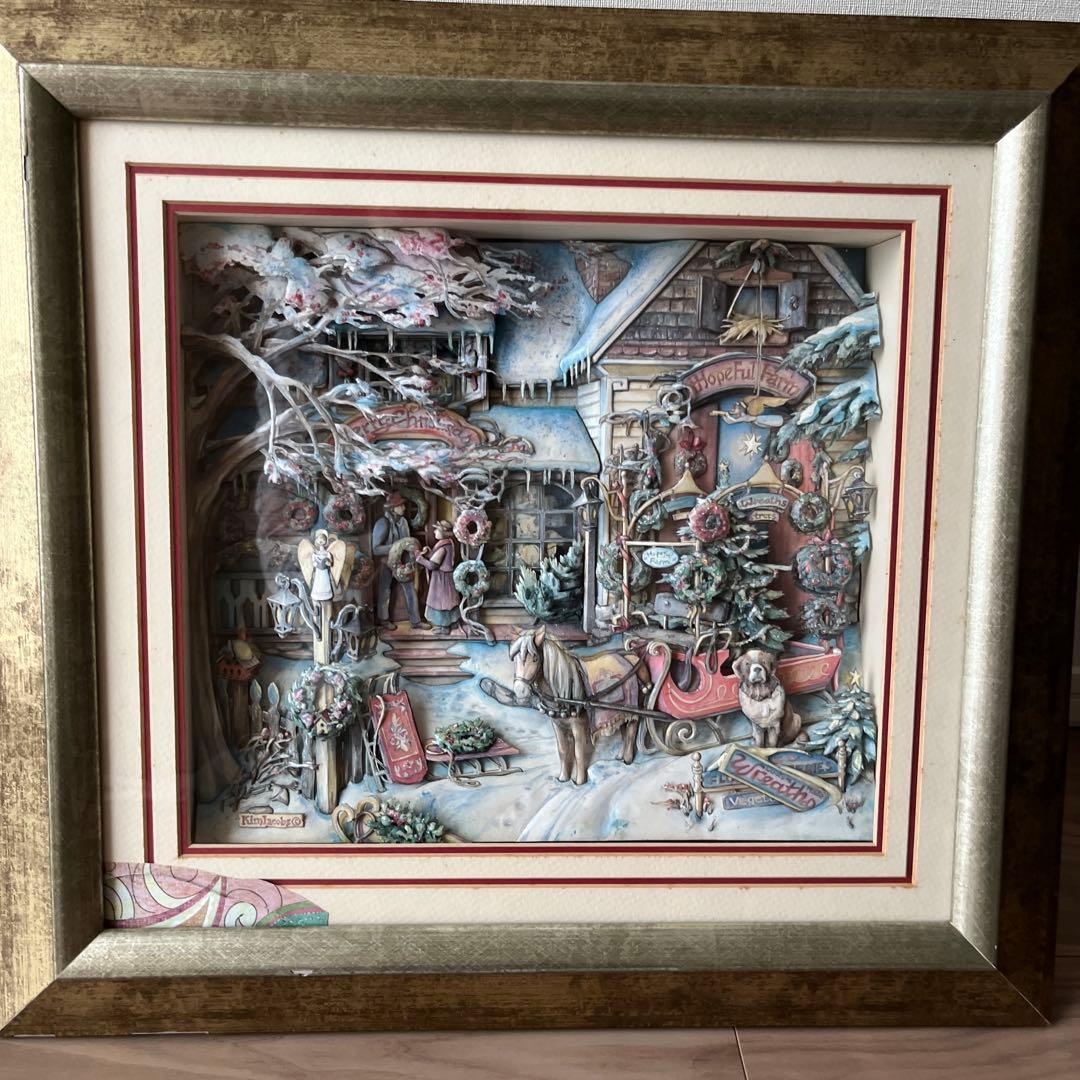 冬景色 立体3Dアート 絵画　額入り