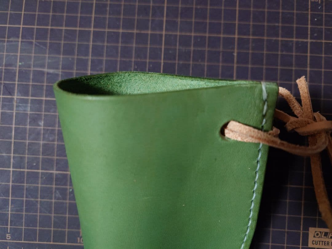 緑色 本革 コントラバス 弓ホルダー 弓ホルスター ハンドメイド レザー