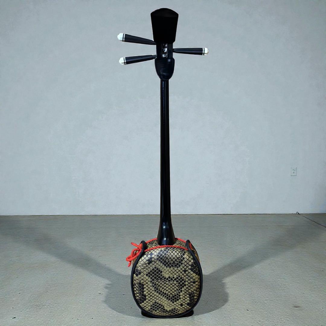 【動作確認済】沖縄三線 人工皮 蛇柄 本体のみ 美品 安定感◎