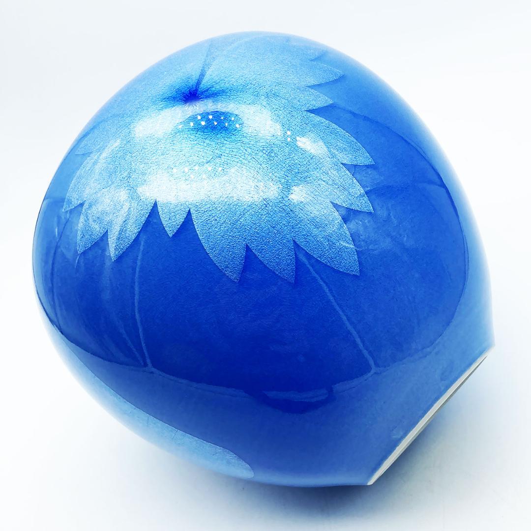 九谷焼 石川県指定無形文化財 中田一於 淡青釉裏銀彩 花文 壷 花瓶 作家