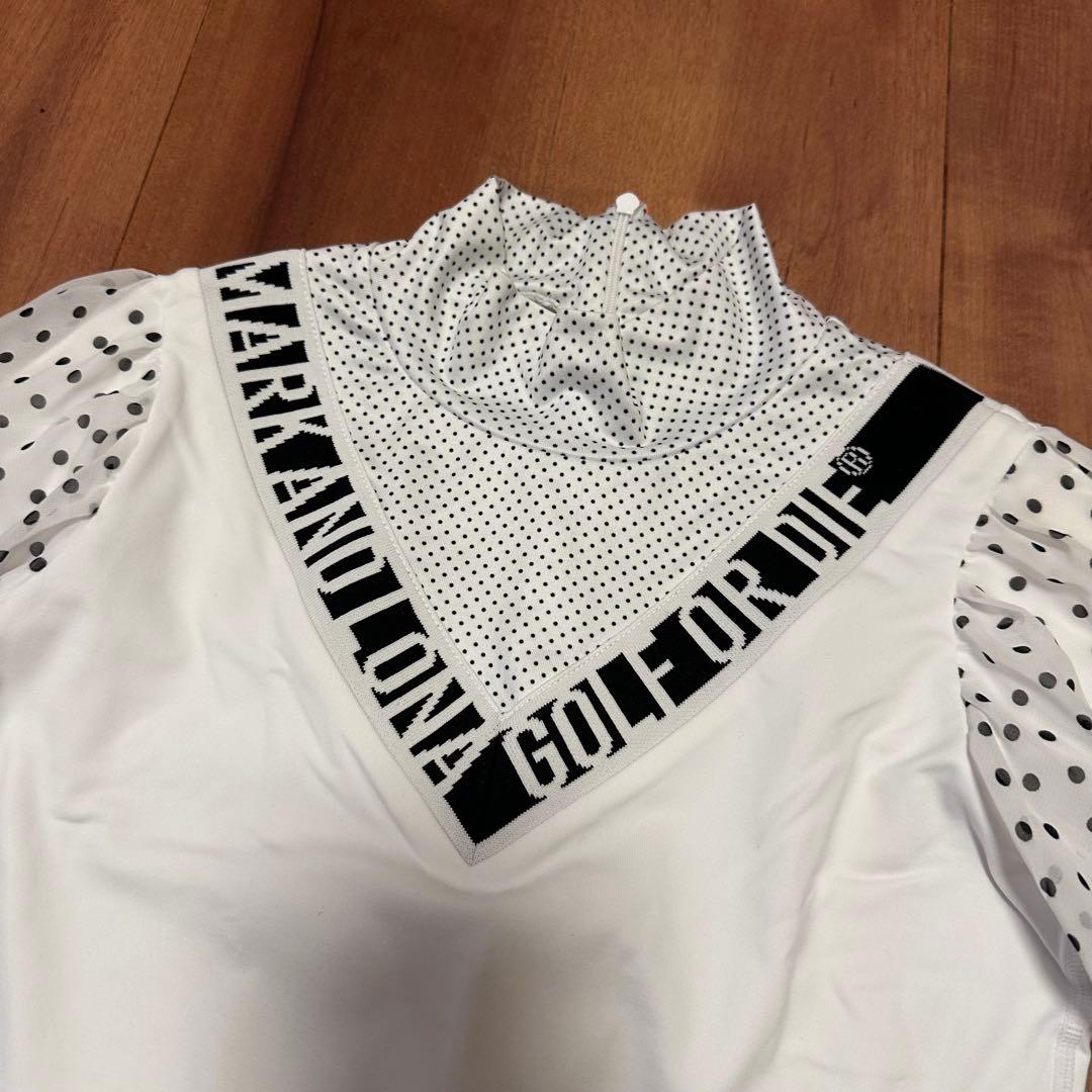 マークアンドロナ　長袖モックネック　サイズ36 ホワイト　美品　ゴルフウェア