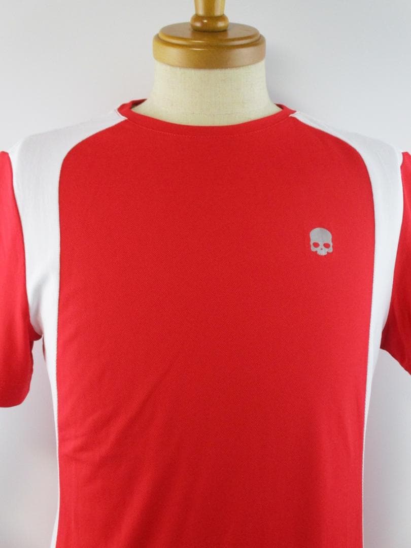 【ハイドロゲン・テニス】インレイ・テックＴシャツ★未使用★S★レッド×ホワイト