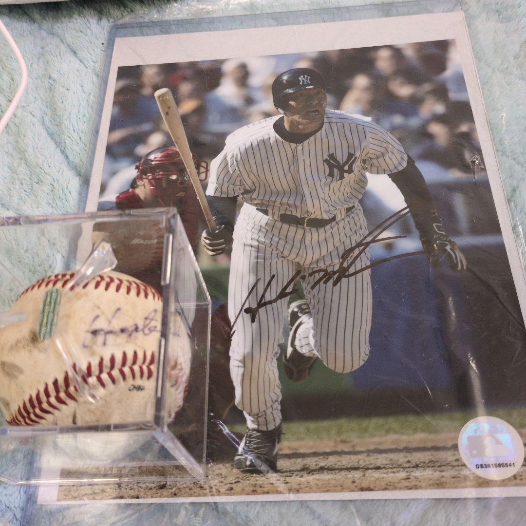 松井秀喜　ヤンキース　直筆サイン入り写真　サインボール　鑑定書つき