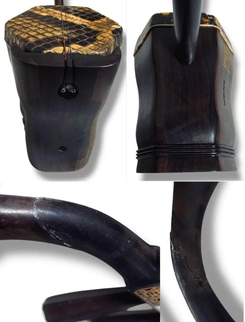 弦交換済 中国 古月 弦 楽器 民族 二胡 ケース 革 中国蘇州 風舞藍天領天高