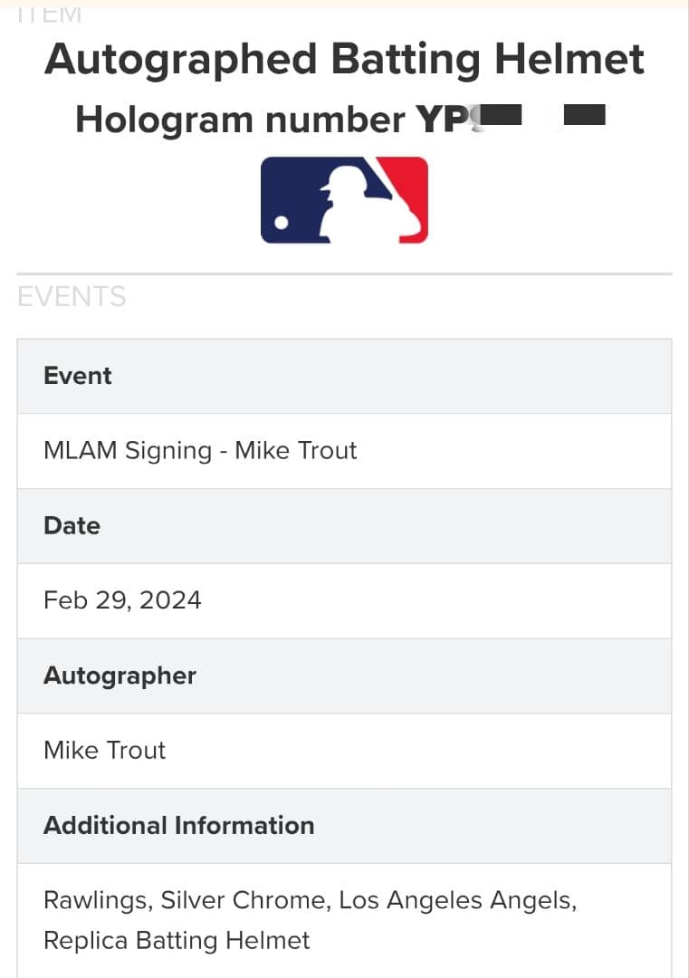 マイク・トラウト クロームヘルメット 直筆サイン エンゼルス 本物証明あり