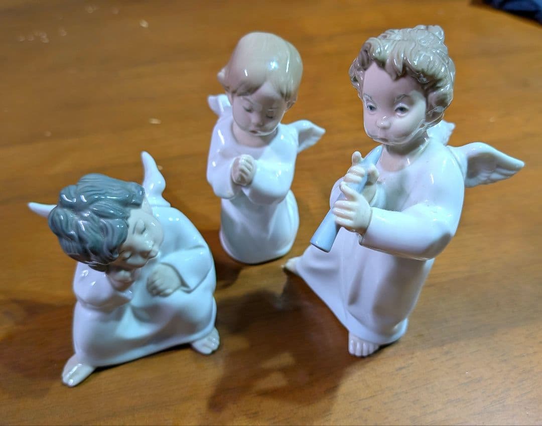 【LLADRO】磁器人形「可愛い考え事」「可愛いお祈り」「可愛いフルート」3体