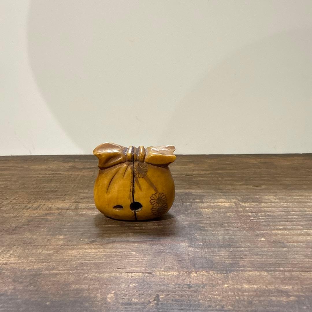 根付　青互銘　七福神　子供　象　牙