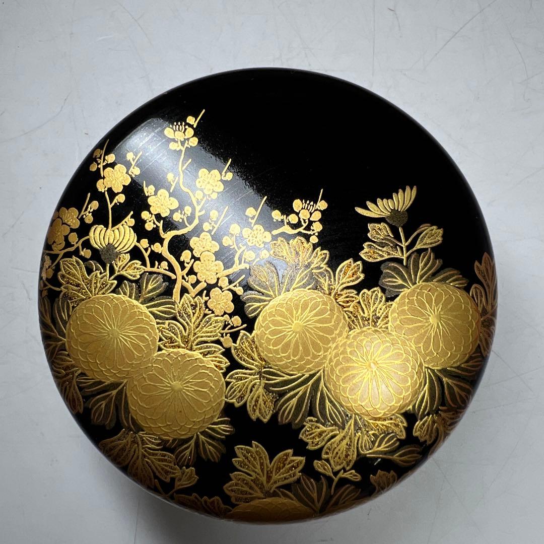 ☆茶3 哲山　四季草花　平棗　共箱　口径8cm 東K8-0125②