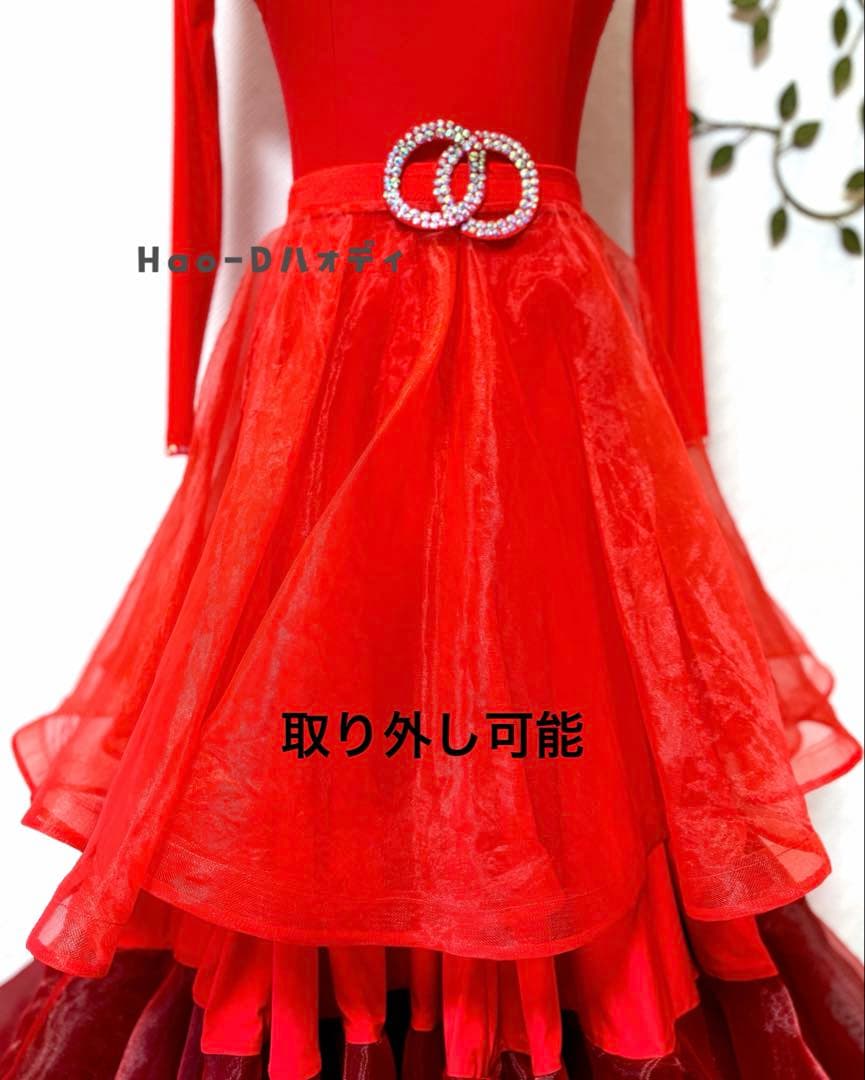 新品★ダンスドレス★スタンダード★社交ダンス★スムース★競技会★パーティー★赤黒