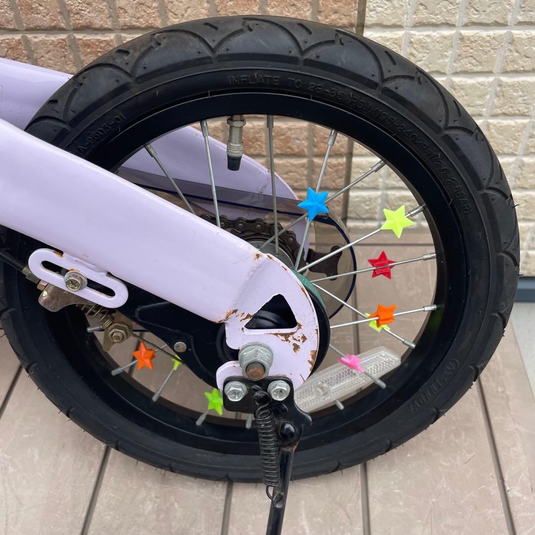 へんしんバイク 14インチ スタンド付属　紫　パープル