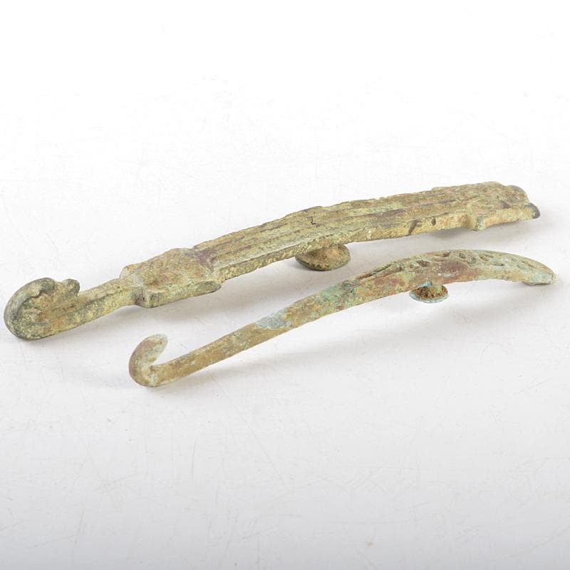 中国　古銅青銅　帯鈎　筆架　2点まとめて　V　R6064