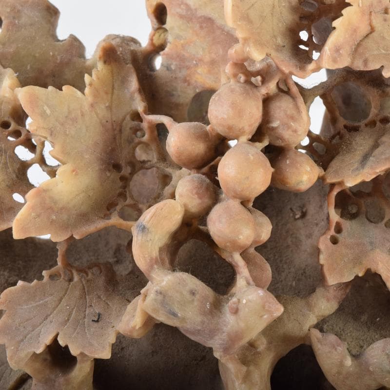 中国　玉石蝋石青田石　楼閣山水雕　床飾　置物　C　6952A