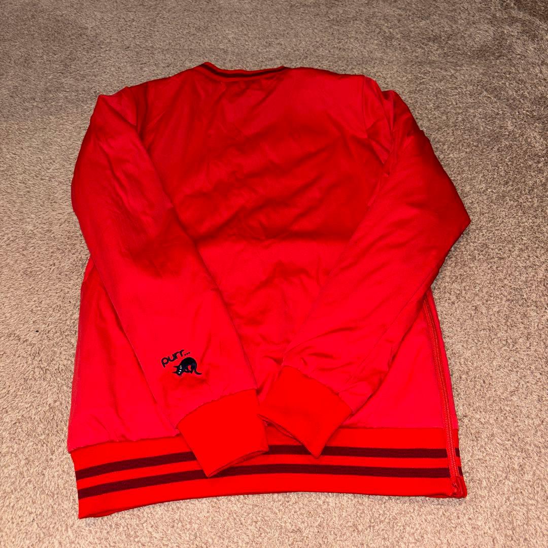 ルコックゴルフ4WAY猫柄/赤中綿スニードと猫柄/紺色中綿スカートセットアップM