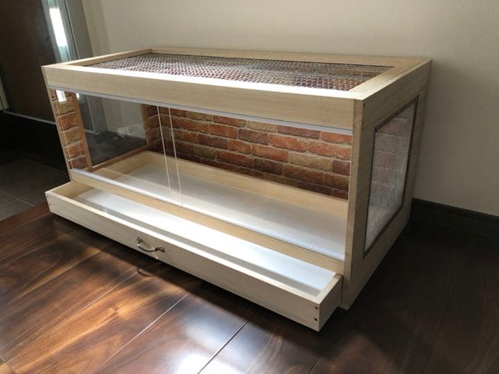 新品未使用　木製ケージ　ハリネズミ　ハムスター　小動物　引出し付　カスタムベース