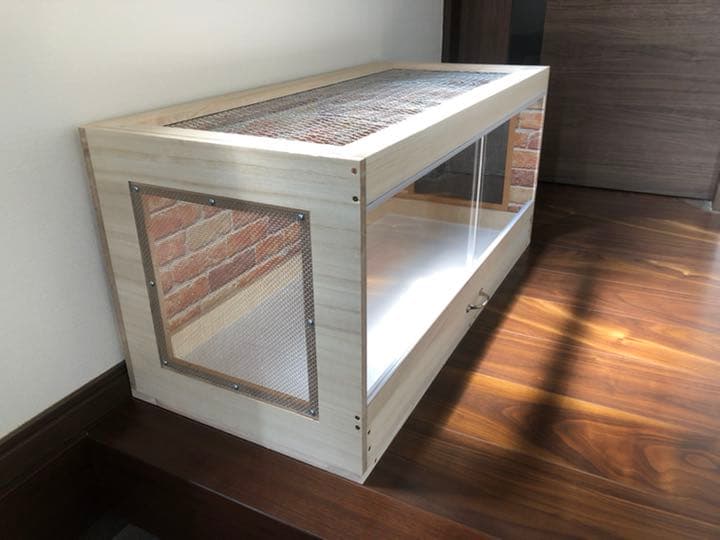 新品未使用　木製ケージ　ハリネズミ　ハムスター　小動物　引出し付　カスタムベース