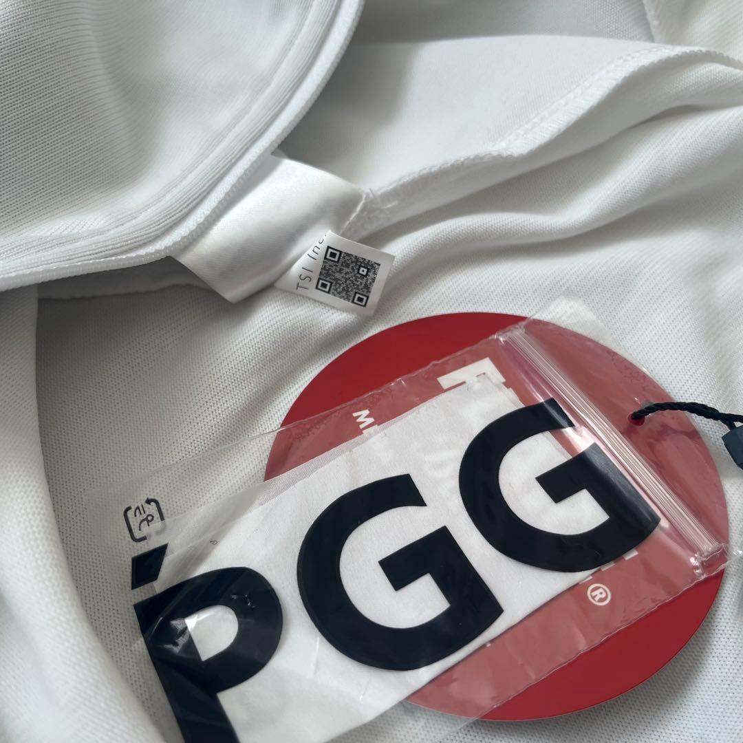 新品★46,200円 中綿ダウンベスト PGG パーリーゲイツ 防寒白×黒ロゴ５