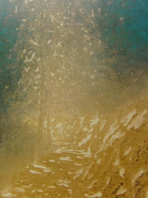 手塚雄二、【こもれびの坂】、希少な額装用画集より、新品額装付