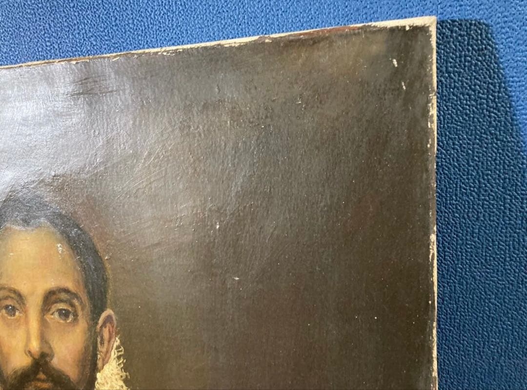 「胸に手を置く騎士」エル・グレコ F25号 大型油彩 アンティーク額縁