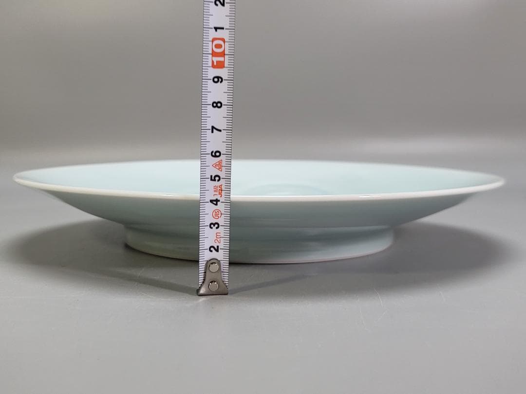 塚本快示作 青白磁龍字 大皿 共箱 未使用