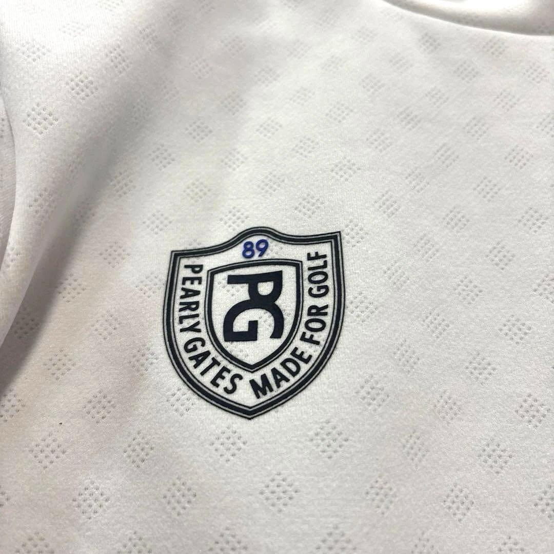 パーリーゲイツ　長袖　モックネックシャツ　ホワイト　総柄　ロゴ　0/S