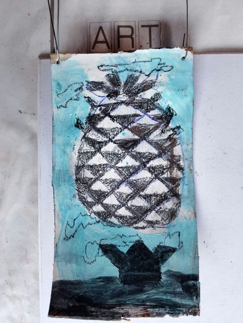 パイナップルの油彩画兜