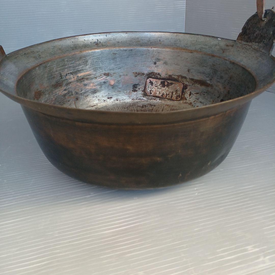 昭和レトロ　銅鍋　吊り鍋　直径約32㎝　銅製　囲炉裏鍋　匿名配送