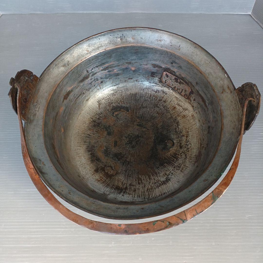 昭和レトロ　銅鍋　吊り鍋　直径約32㎝　銅製　囲炉裏鍋　匿名配送