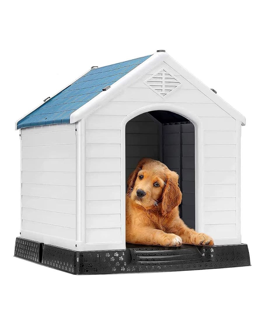 犬小屋 白・青 96×101×108cm未使用の鉄の扉付き