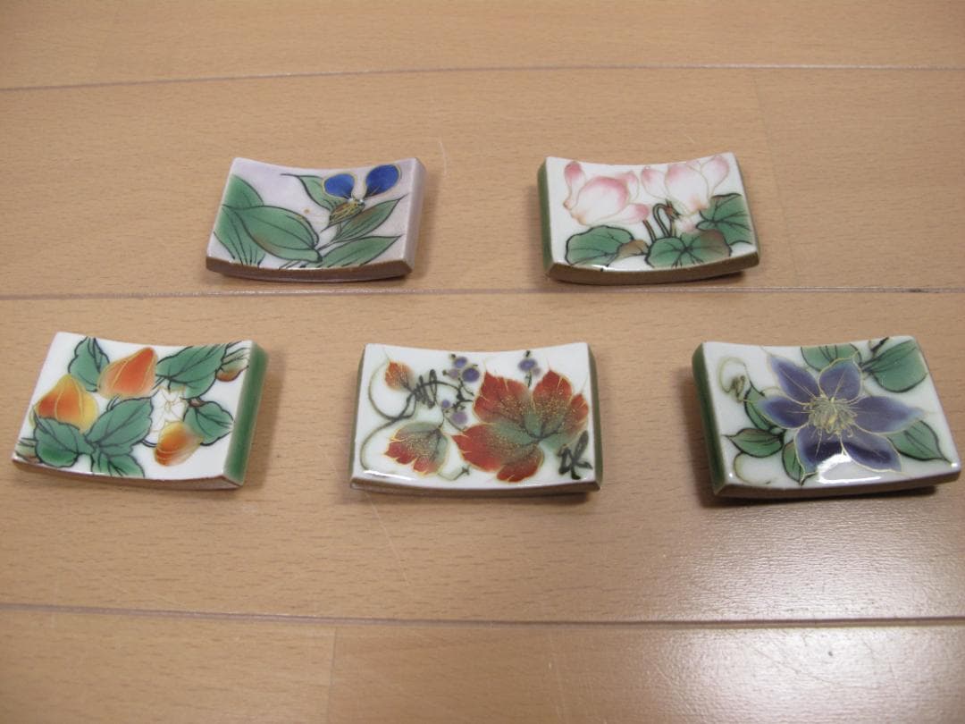 陶あん京焼清水焼 伝統工芸色絵付け　箸置き　５個セット