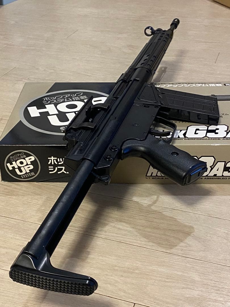 マルイ絶版 エアコキ ホップ付 H&K G3A4 純正マウント付き
