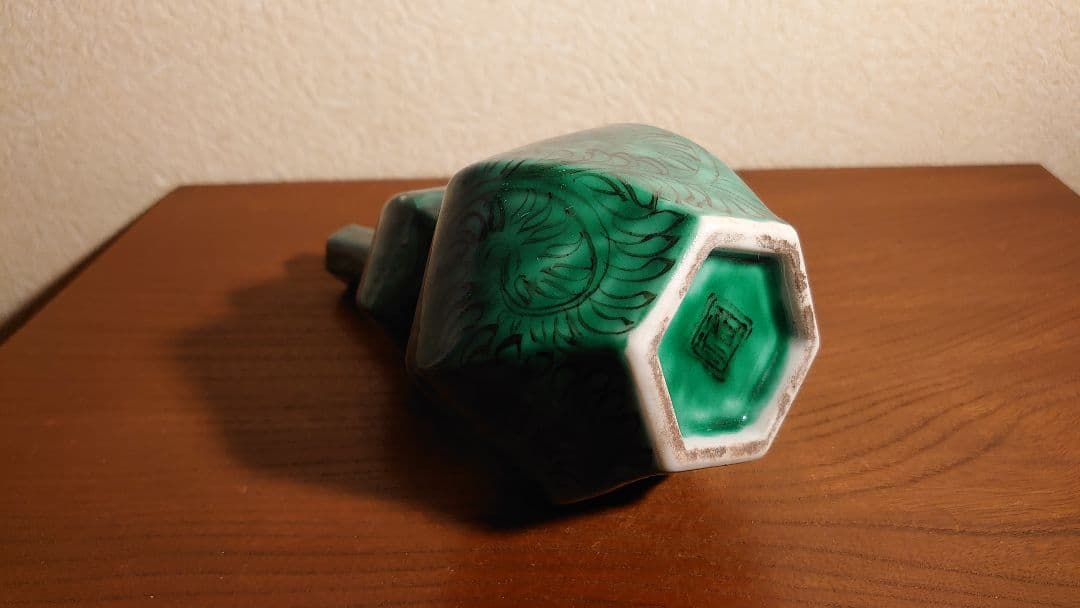 古九谷　九谷焼　徳利　ねじり　花入　蔵出し　江戸期　角福　緑釉　１客