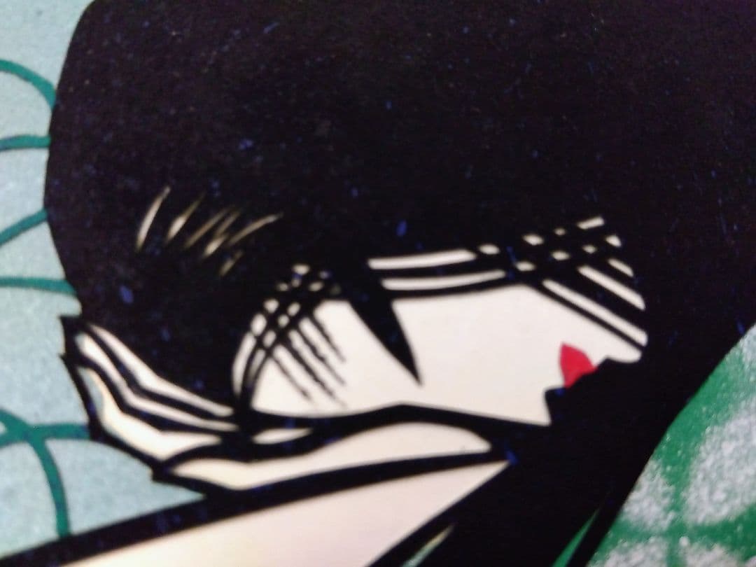 真作刀勢画　【扇面美人画】　宮田雅之　一点もの作品　額装　共シール