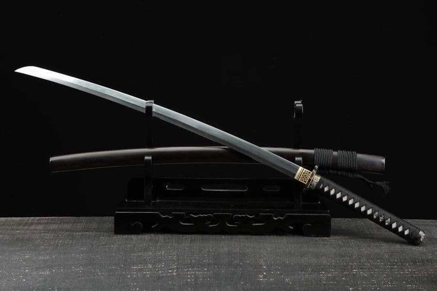 三色銅菊花刀装侍刀（黒檀タイプ）武具　刀装具　日本刀　模造刀   居合刀