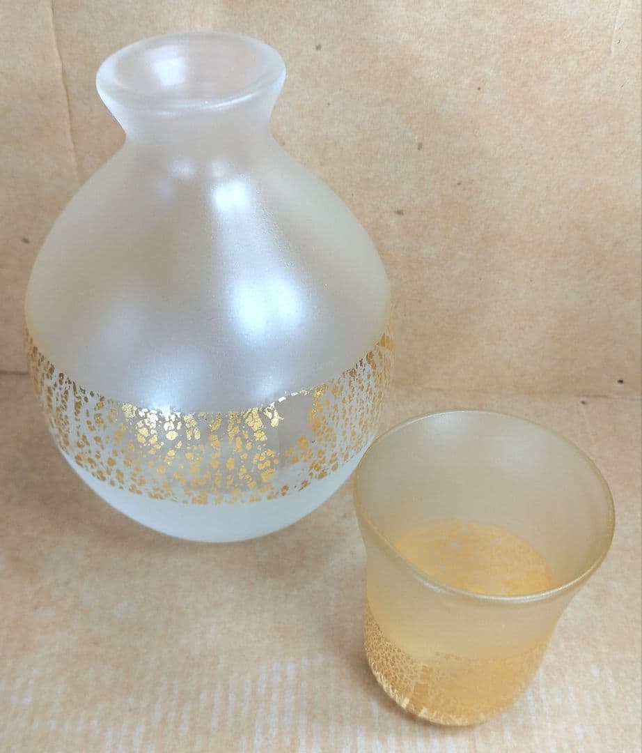 【本物保証】藤田喬平 金彩徳利&硬質金彩ぐい呑セット 共箱 美品 文化勲章受章