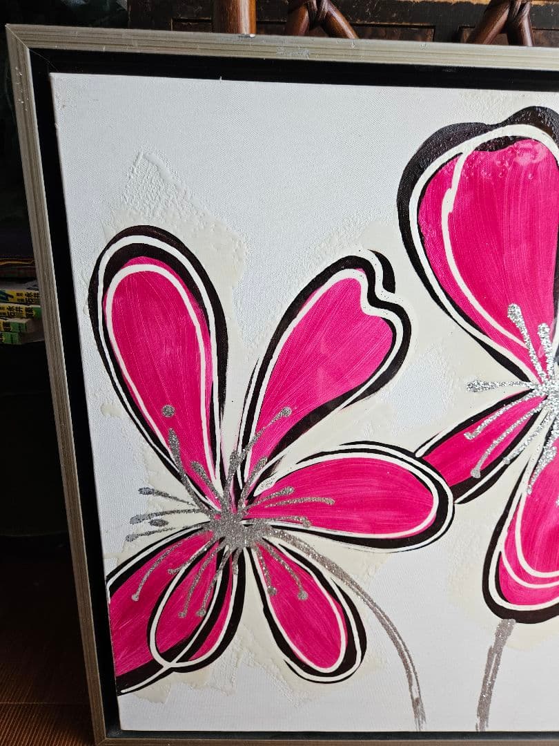 絵画　花　額縁　作家　アート　額　デザイナー　ミッドセンチュリー