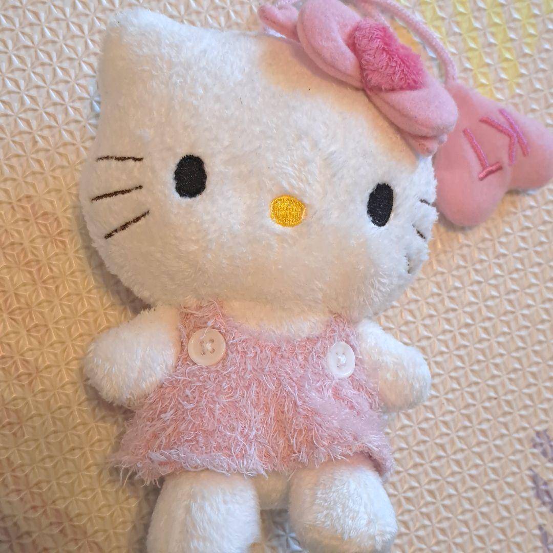ハローキティ ぬいぐるみ もこもこ　ピンク　ハート　SANRIO　平成レトロ