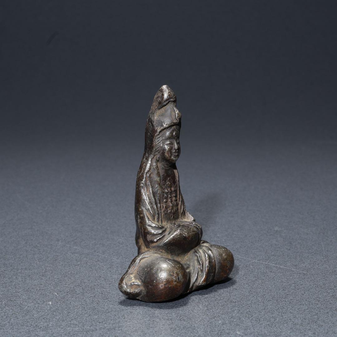 観音坐像　仏像　金属　骨董　R1679