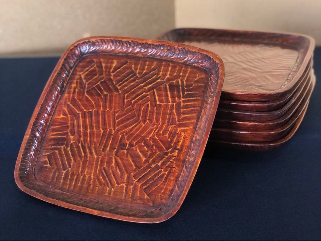 nicecats 讃岐彫 吸物膳2客 小膳 刳抜 木製漆器260121き6