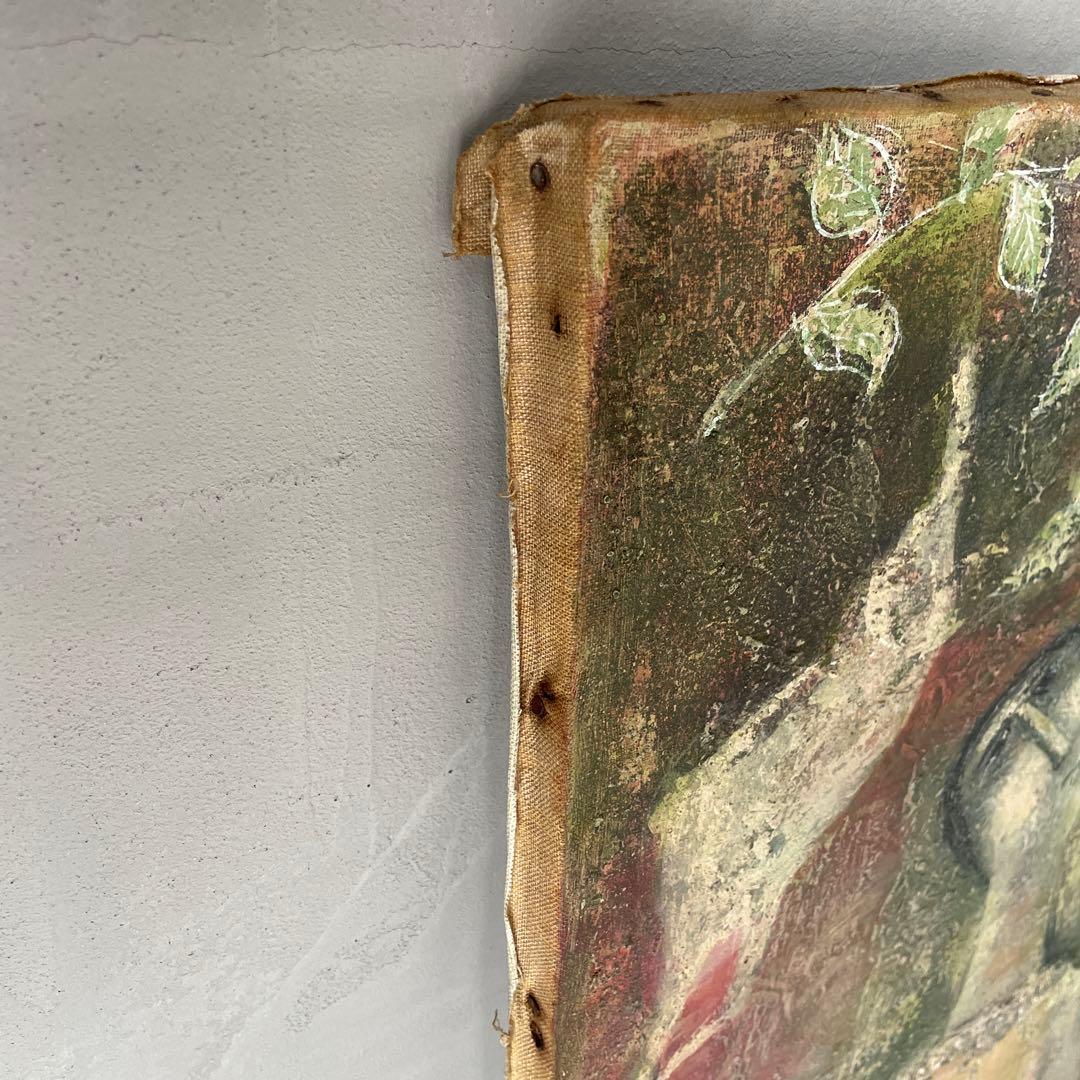 木製フレーム　キャンバス　油彩画　抽象画　人物　ヴィンテージ　画家　作家　手描き