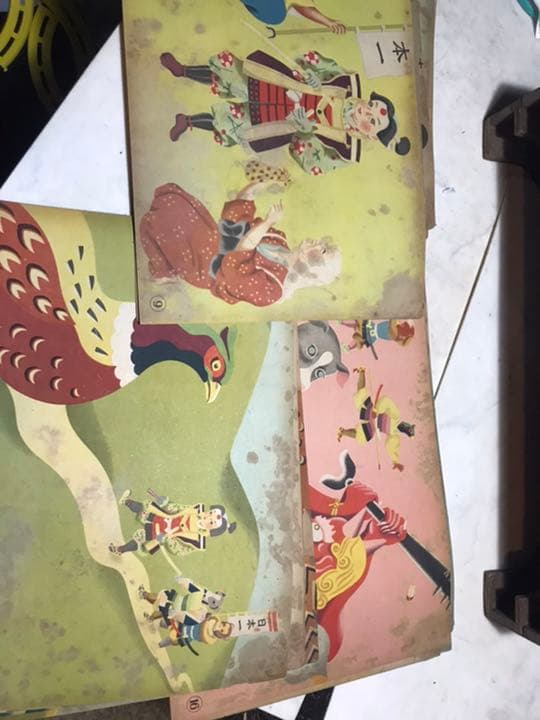 紙芝居、紙芝居枠、レトロ紙芝居、桃太郎紙芝居、昭和19年作製、