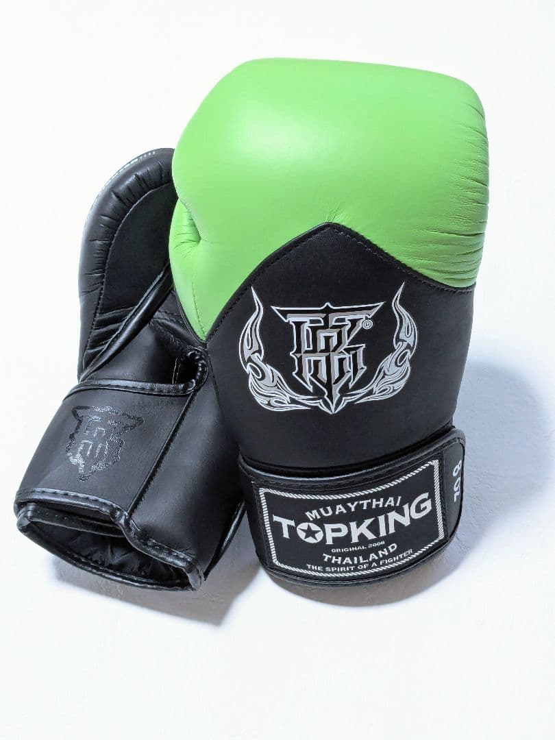 TOPKING 8ozボクシンググローブ　本皮/スキンテック　ライム/ブラック